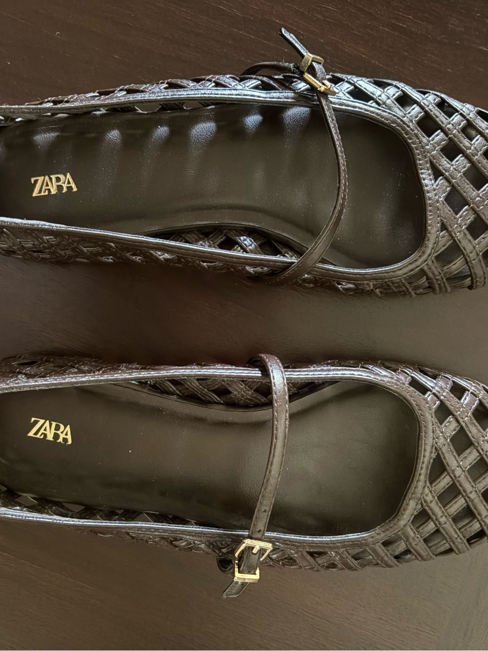 Zara Black Lattice Mary Jane Flats - Picture 3 of 3